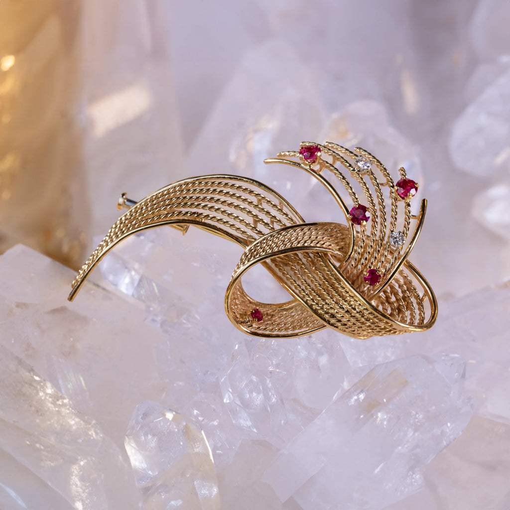 Broche Rubis - Ruban de Soie