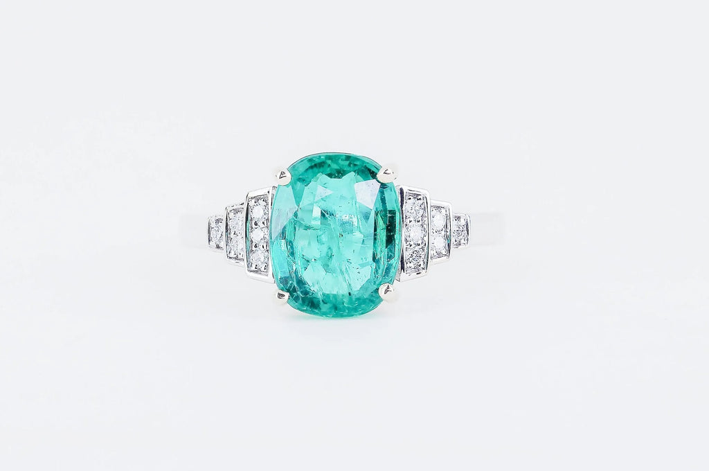 Bague Emeraude vert bleuâtre - Légende scintillante