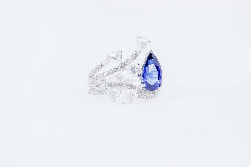 Triangle des Bermudes - Bague en Or avec Tanzanite et Diamants