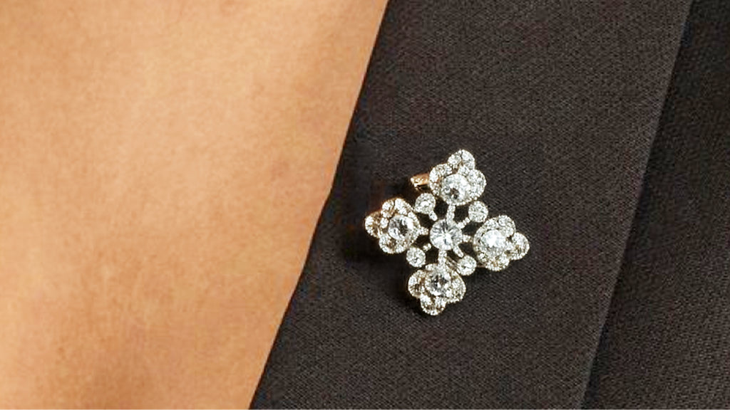 broche femme or diamant