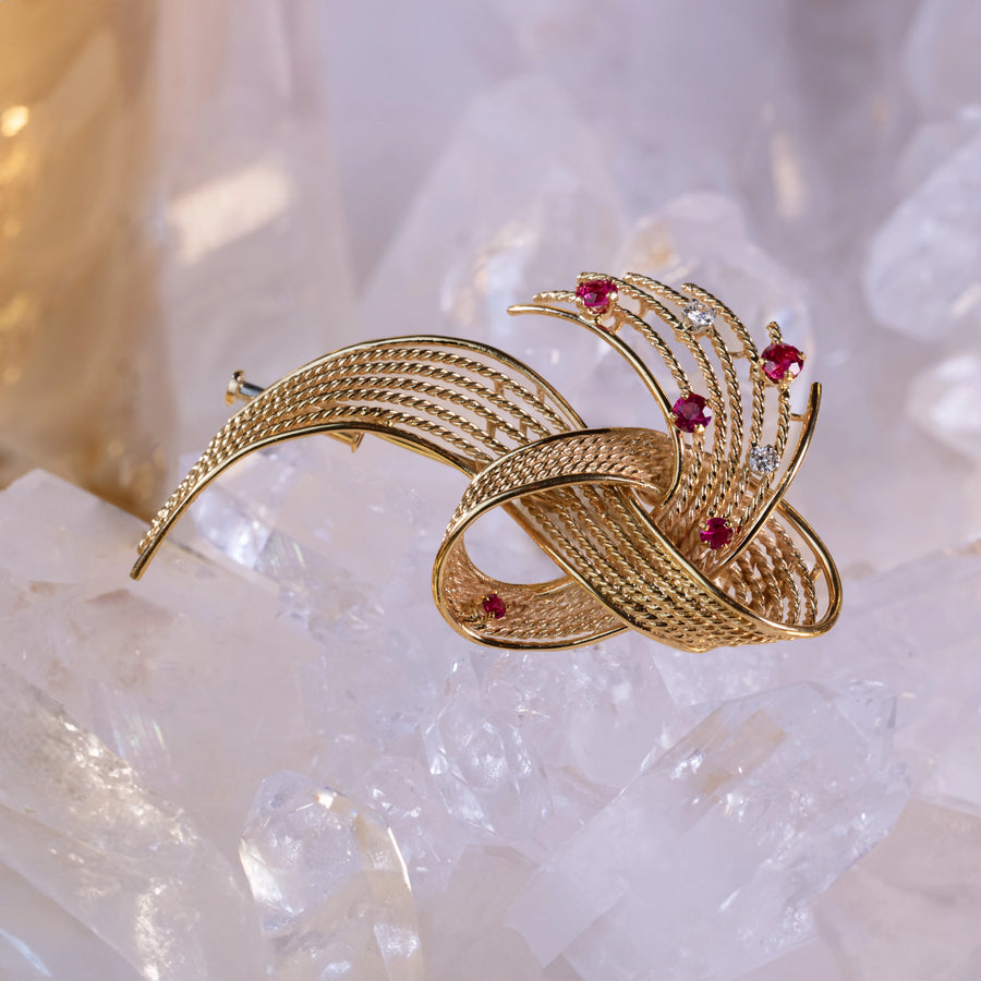 Broche Rubis - Ruban de Soie