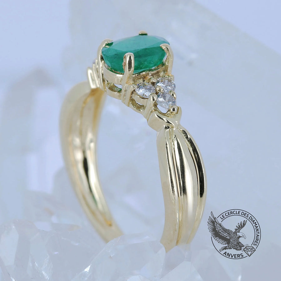 Bague Émeraude - Ruban vert